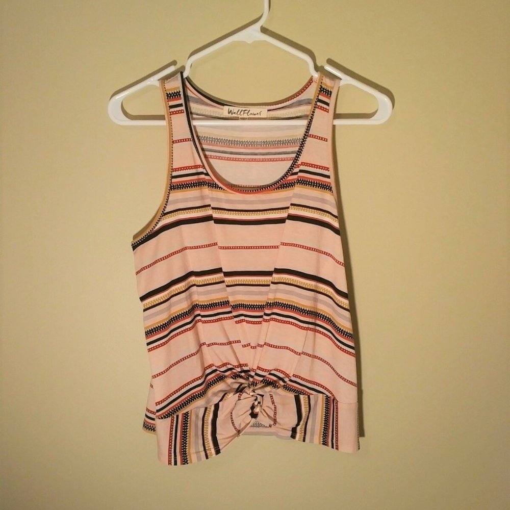 Wallflower, Twist Front Multi-color Striped Tank Top, Medium - NWT